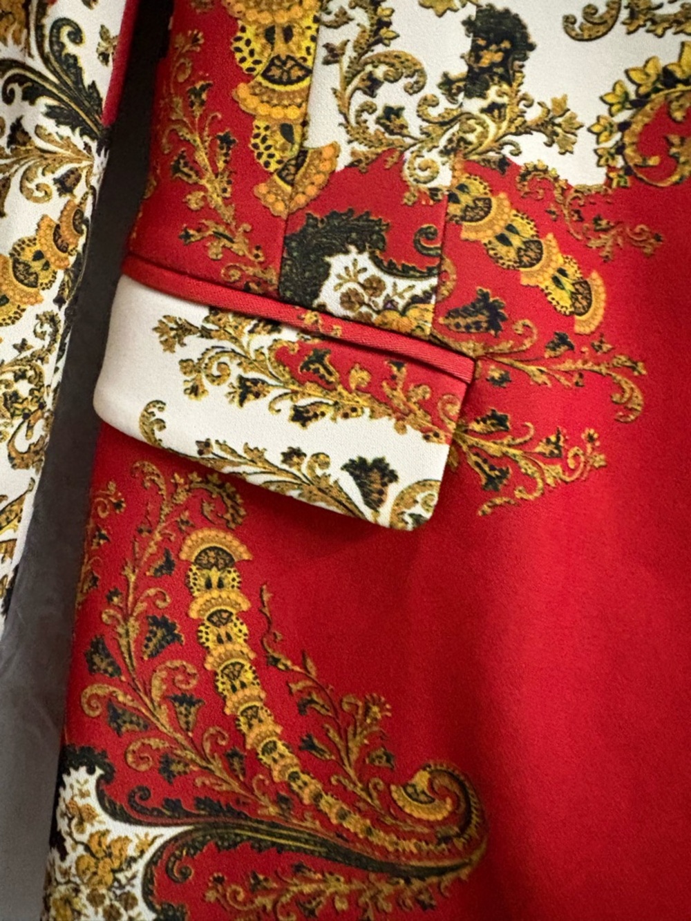 Just Cavalli Red & White Paisley Satin Blazer - Picture 6 of 7